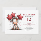 Bold whimsical animals cow kids birthday invite einladung (Vorderseite)