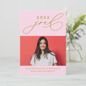 BOLD WHIMSICAL CALLIGRAPHY ABSCHLUSS INVITATION EINLADUNG (Stehend Vorderseite)