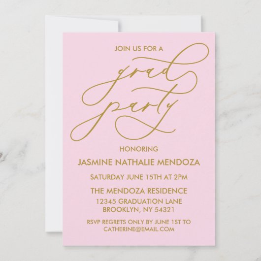 BOLD WHIMSICAL CALLIGRAPHY ABSCHLUSS INVITATION EINLADUNG (Rückseite)