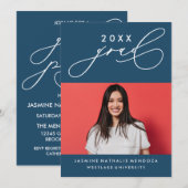 BOLD WHIMSICAL CALLIGRAPHY ABSCHLUSS INVITATION EINLADUNG (Vorne/Hinten)