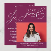 BOLD WHIMSICAL CALLIGRAPHY ABSCHLUSS INVITATION EINLADUNG (Vorne/Hinten)