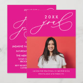 BOLD WHIMSICAL CALLIGRAPHY ABSCHLUSS INVITATION EINLADUNG (Vorne/Hinten)