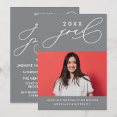 BOLD WHIMSICAL CALLIGRAPHY ABSCHLUSS INVITATION EINLADUNG (Vorne/Hinten)