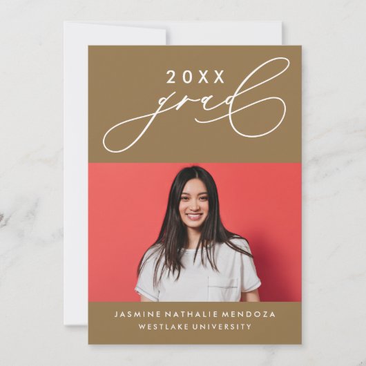 BOLD WHIMSICAL CALLIGRAPHY ABSCHLUSS INVITATION EINLADUNG (Vorderseite)