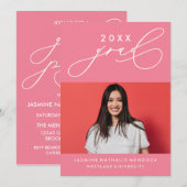 BOLD WHIMSICAL CALLIGRAPHY ABSCHLUSS INVITATION EINLADUNG (Vorne/Hinten)