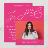 BOLD WHIMSICAL CALLIGRAPHY ABSCHLUSS INVITATION EINLADUNG (Vorne/Hinten)