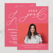 BOLD WHIMSICAL CALLIGRAPHY ABSCHLUSS INVITATION EINLADUNG (Vorne/Hinten)