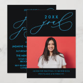 BOLD WHIMSICAL CALLIGRAPHY ABSCHLUSS INVITATION EINLADUNG (Vorne/Hinten)