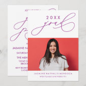 BOLD WHIMSICAL CALLIGRAPHY ABSCHLUSS INVITATION EINLADUNG (Vorne/Hinten)