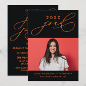 BOLD WHIMSICAL CALLIGRAPHY ABSCHLUSS INVITATION EINLADUNG (Vorne/Hinten)
