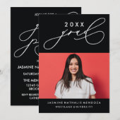 BOLD WHIMSICAL CALLIGRAPHY ABSCHLUSS INVITATION EINLADUNG (Vorne/Hinten)
