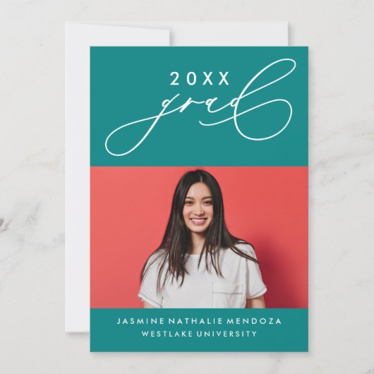 BOLD WHIMSICAL CALLIGRAPHY ABSCHLUSS INVITATION EINLADUNG (Vorderseite)