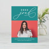 BOLD WHIMSICAL CALLIGRAPHY ABSCHLUSS INVITATION EINLADUNG (Stehend Vorderseite)