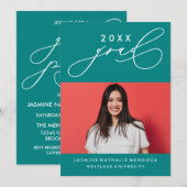 BOLD WHIMSICAL CALLIGRAPHY ABSCHLUSS INVITATION EINLADUNG (Vorne/Hinten)