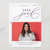 BOLD WHIMSICAL CALLIGRAPHY ABSCHLUSS INVITATION EINLADUNG (Vorne/Hinten)