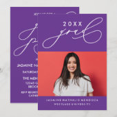 BOLD WHIMSICAL CALLIGRAPHY ABSCHLUSS INVITATION EINLADUNG (Vorne/Hinten)