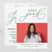 BOLD WHIMSICAL CALLIGRAPHY ABSCHLUSS INVITATION EINLADUNG (Vorne/Hinten)