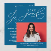 BOLD WHIMSICAL CALLIGRAPHY ABSCHLUSS INVITATION EINLADUNG (Vorne/Hinten)
