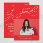 BOLD WHIMSICAL CALLIGRAPHY ABSCHLUSS INVITATION EINLADUNG (Vorne/Hinten)