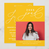 BOLD WHIMSICAL CALLIGRAPHY ABSCHLUSS INVITATION EINLADUNG (Vorne/Hinten)