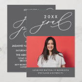 BOLD WHIMSICAL CALLIGRAPHY ABSCHLUSS INVITATION EINLADUNG (Vorne/Hinten)