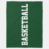 Bold White BASKETBALL Text On Deep Forest Green Fleecedecke (Vorderseite)