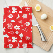 Bold White on Red Christmas Geschirrtuch (Viertel Falte)