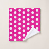 Bold White Polka Dots on Hot Pink Badhandtuch Set (Waschlappen)