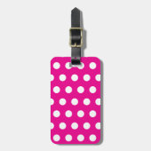 Bold White Polka Dots on Hot Pink Gepäckanhänger (Vorderseite vertikal)