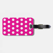 Bold White Polka Dots on Hot Pink Gepäckanhänger (Rückseite horizontal)