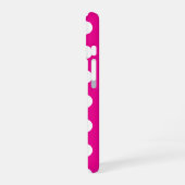 Bold White Polka Dots on Hot Pink  iPhone 16 Hülle (Linke Seite)