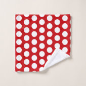 Bold White Polka Dots on Red Badhandtuch Set (Waschlappen)
