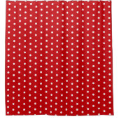 Bold White Polka Dots on Red Duschvorhang (Vorderseite)