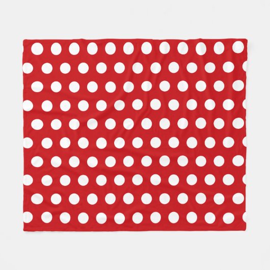 Bold White Polka Dots on Red Fleecedecke (Vorderseite (Horizontal))