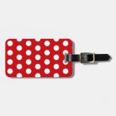 Bold White Polka Dots on Red Gepäckanhänger (Vorderseite horizontal)
