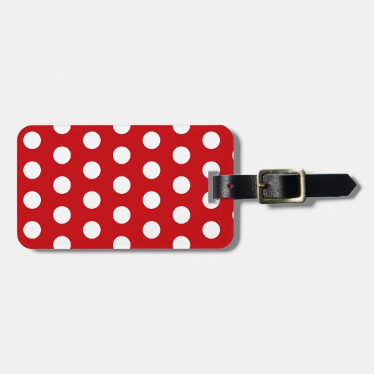 Bold White Polka Dots on Red Gepäckanhänger (Vorderseite horizontal)
