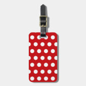 Bold White Polka Dots on Red Gepäckanhänger (Vorderseite vertikal)