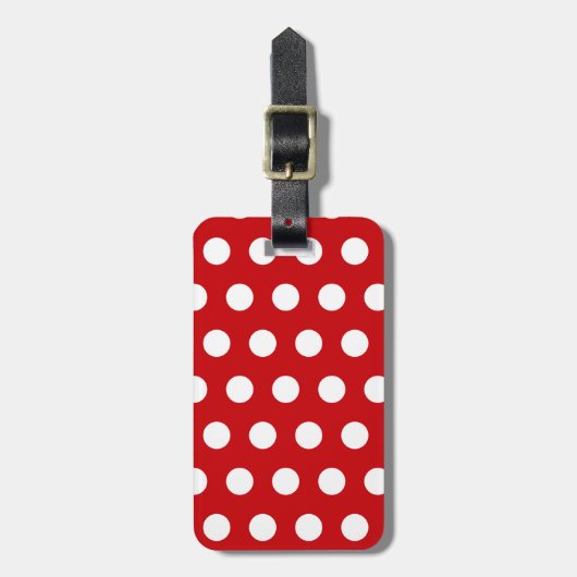 Bold White Polka Dots on Red Gepäckanhänger (Vorderseite vertikal)