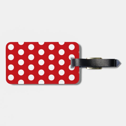 Bold White Polka Dots on Red Gepäckanhänger (Rückseite horizontal)