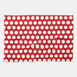 Bold White Polka Dots on Red Geschirrtuch