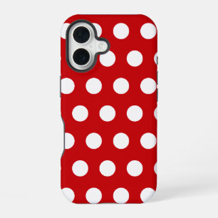 Bold White Polka Dots on Red iPhone 16 Hülle