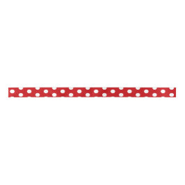 Bold White Polka Dots on Red Satinband