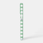 Bold White Polka Dots on Sage Green  iPhone 16 Hülle (Linke Seite)