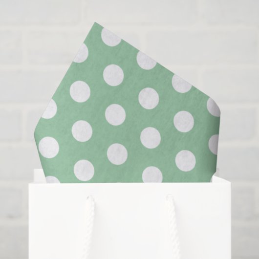 Bold White Polka Dots on Sage Green Seidenpapier (Geschenktüte)