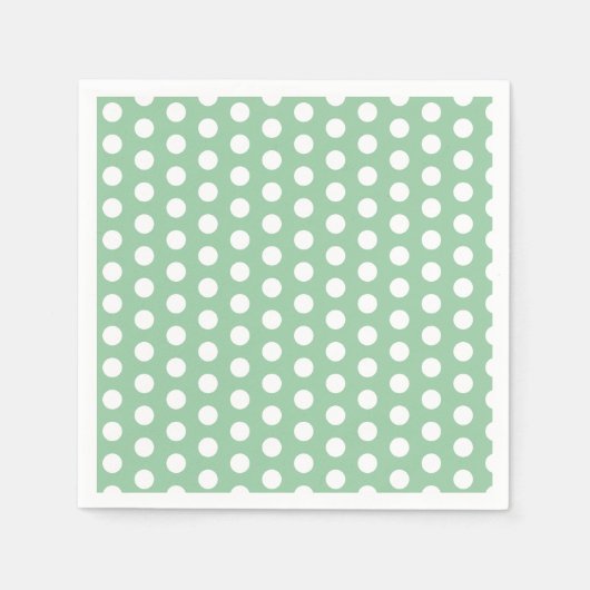 Bold White Polka Dots on Sage Green  Serviette (Vorderseite)
