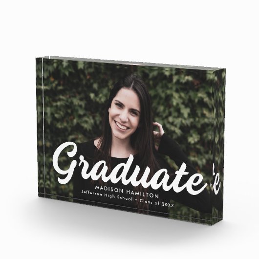 Bold White Script-Abschluss Fotoblock (Rechts)