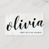 Bold White Wood Script Calligraphy Business Card Visitenkarte (Vorderseite)