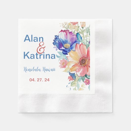 Bold Wildflower Floral Wedding Cocktail Napkin  Serviette (Vorderseite)