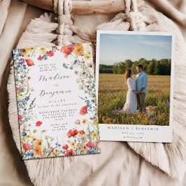 Bold Wildflower Photo Wedding Einladung