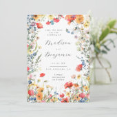 Bold Wildflower Wedding Save the Date Einladung (Stehend Vorderseite)